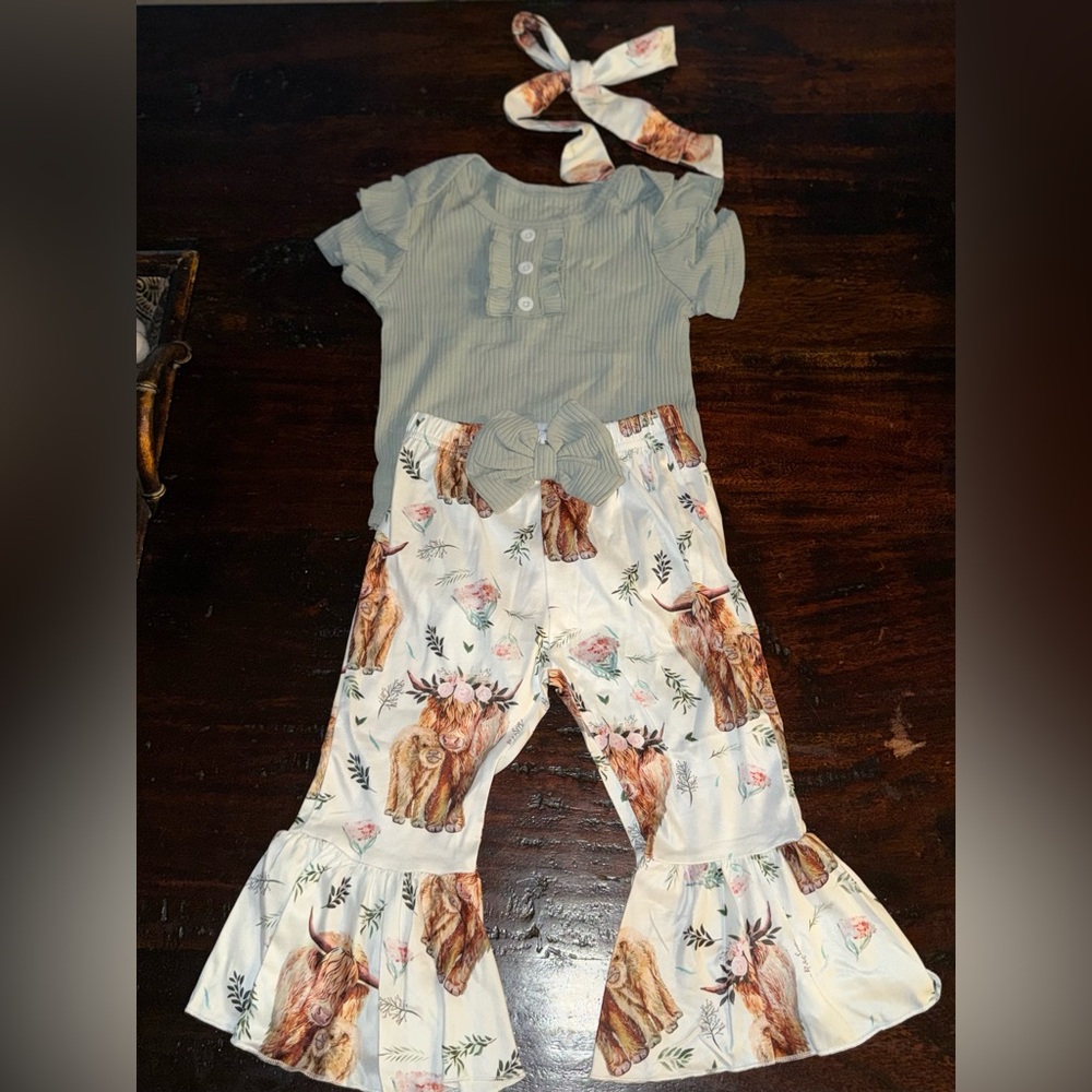 New Baby Girls Longhorn 3Pc Outfit Size 12-18 Months